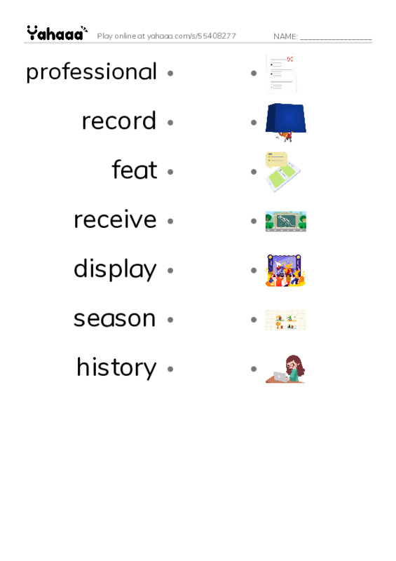 RAZ Vocabulary X: The Wonderful World Series PDF link match words worksheet
