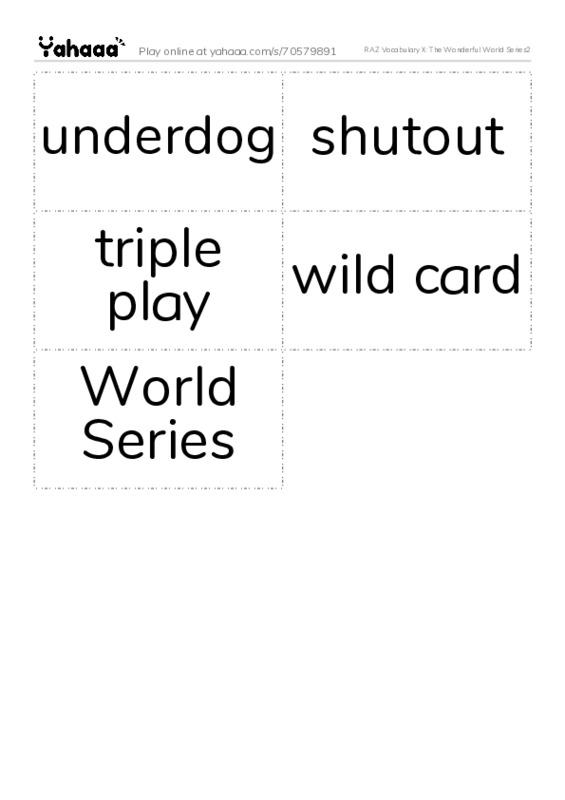 RAZ Vocabulary X: The Wonderful World Series2 PDF two columns flashcards