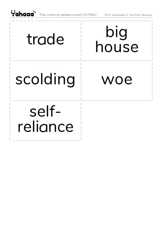 RAZ Vocabulary X: Up From Slavery2 PDF two columns flashcards
