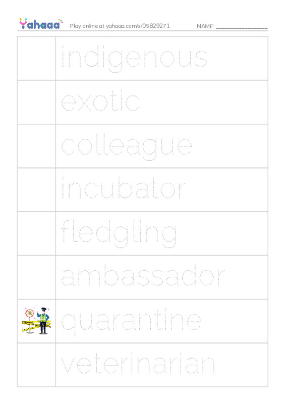 RAZ Vocabulary X: Wildlife Rescue PDF one column image words