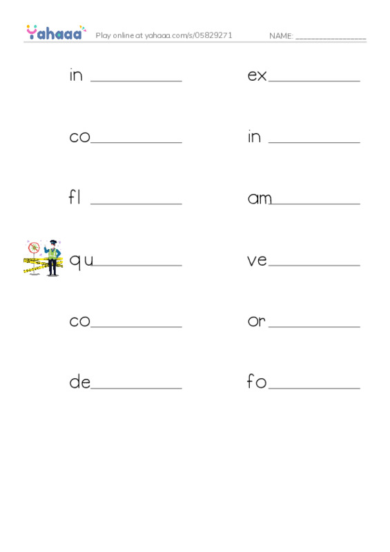 RAZ Vocabulary X: Wildlife Rescue PDF worksheet writing row