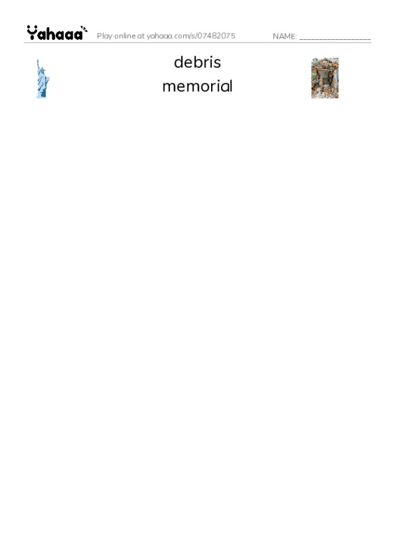 RAZ Vocabulary Y: 911 A Dark Day PDF three columns match words