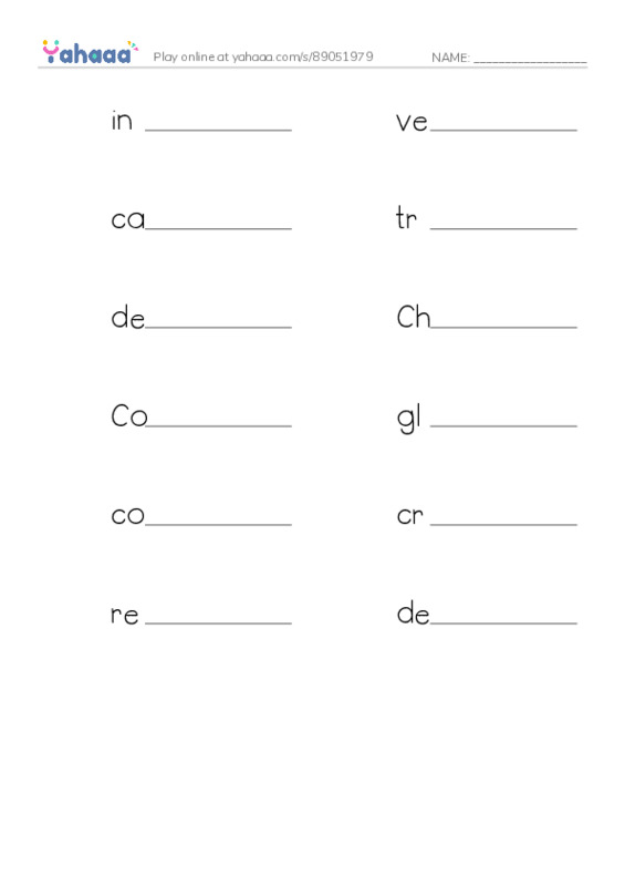 RAZ Vocabulary Y: Arrows PDF worksheet writing row