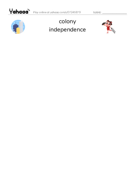 RAZ Vocabulary Y: Battling for Independence PDF three columns match words