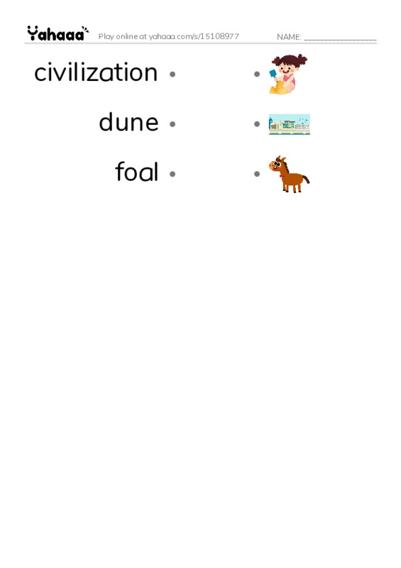 RAZ Vocabulary Y: Born on Sable Island PDF link match words worksheet