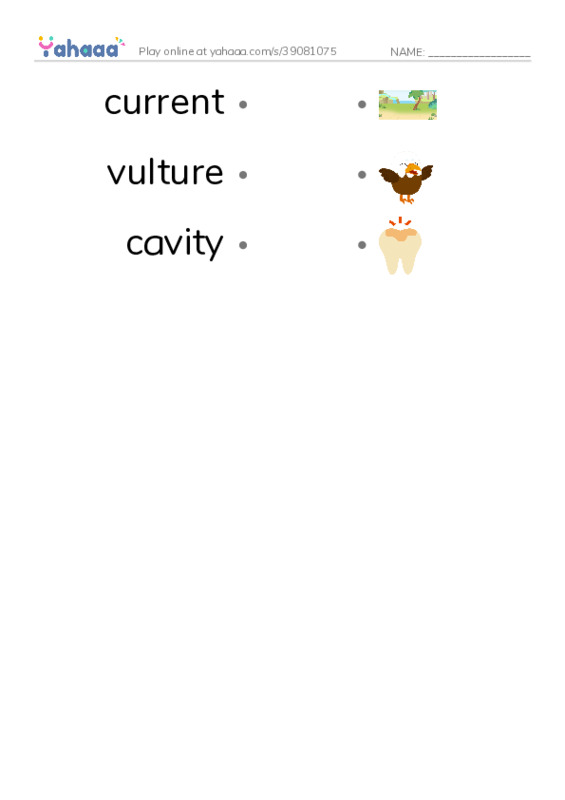 RAZ Vocabulary Y: Condors Giant Birds PDF link match words worksheet