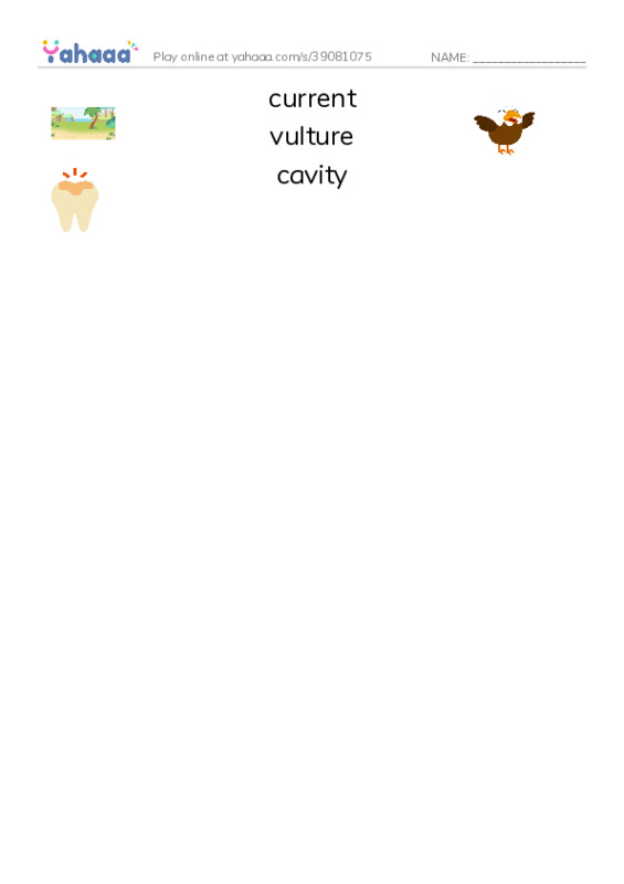 RAZ Vocabulary Y: Condors Giant Birds PDF three columns match words