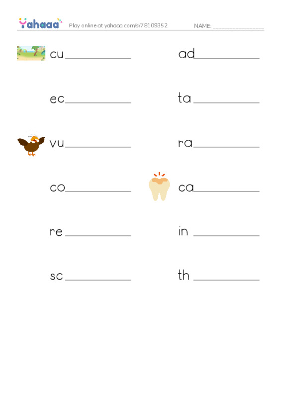 RAZ Vocabulary Y: Condors Giant Birds PDF worksheet writing row
