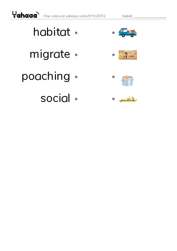 RAZ Vocabulary Y: Elephants Giant Mammals PDF link match words worksheet