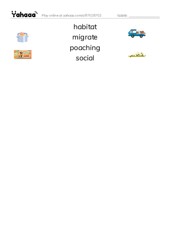 RAZ Vocabulary Y: Elephants Giant Mammals PDF three columns match words