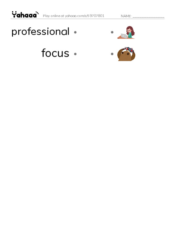 RAZ Vocabulary Y: Golf PDF link match words worksheet