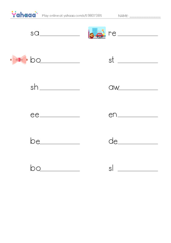 RAZ Vocabulary Y: In Hucks Shoes PDF worksheet writing row