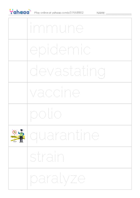 RAZ Vocabulary Y: Jonas Salk PDF one column image words