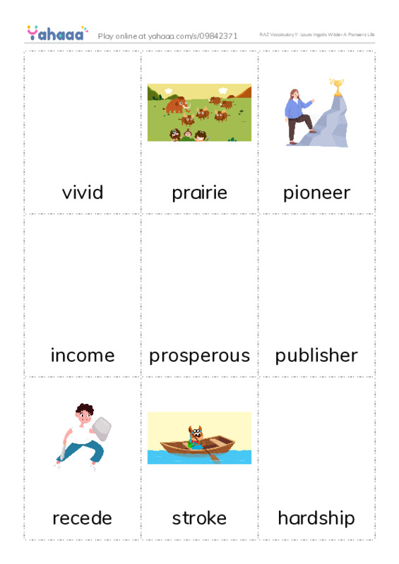 RAZ Vocabulary Y: Laura Ingalls Wilder A Pioneers Life PDF flaschards with images