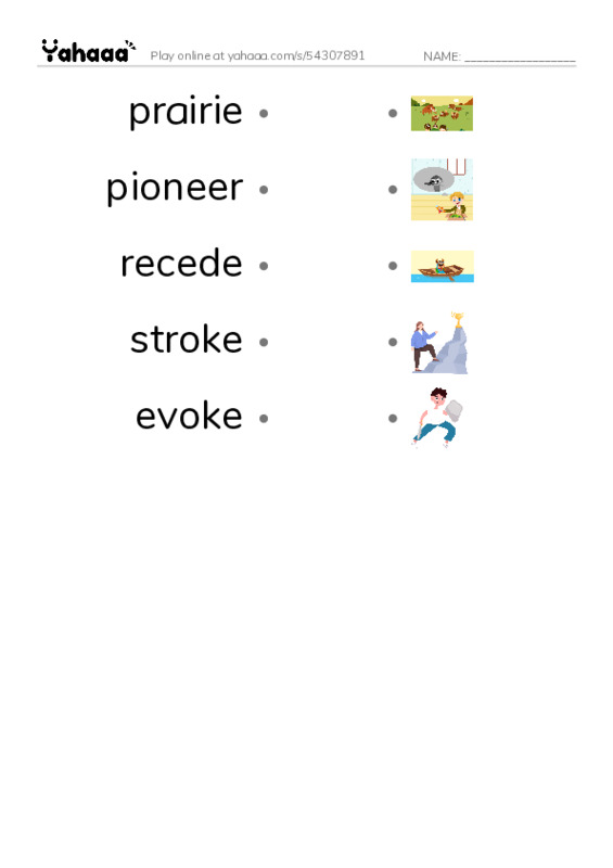 RAZ Vocabulary Y: Laura Ingalls Wilder A Pioneers Life PDF link match words worksheet
