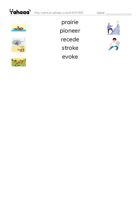 RAZ Vocabulary Y: Laura Ingalls Wilder A Pioneers Life PDF three columns match words