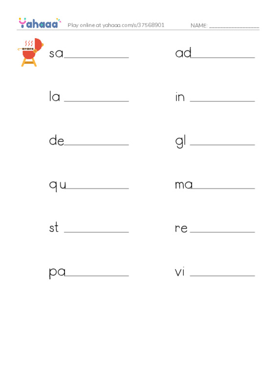 RAZ Vocabulary Y: Leaving Home PDF worksheet writing row