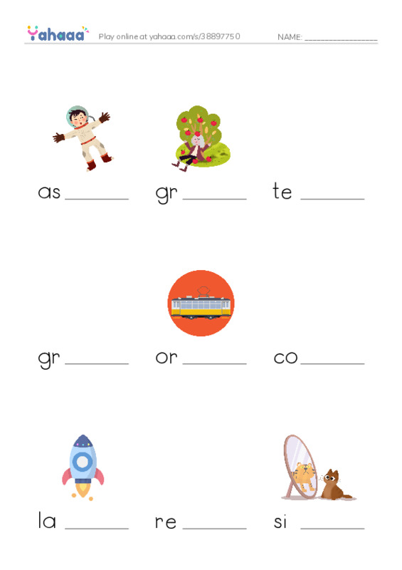 RAZ Vocabulary Y: Life in Space PDF worksheet to fill in words gaps