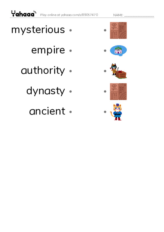 RAZ Vocabulary Y: Marco Polo and the Silk Road PDF link match words worksheet