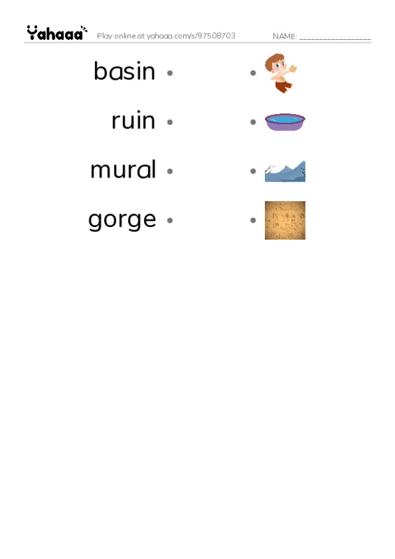 RAZ Vocabulary Y: Mexico PDF link match words worksheet