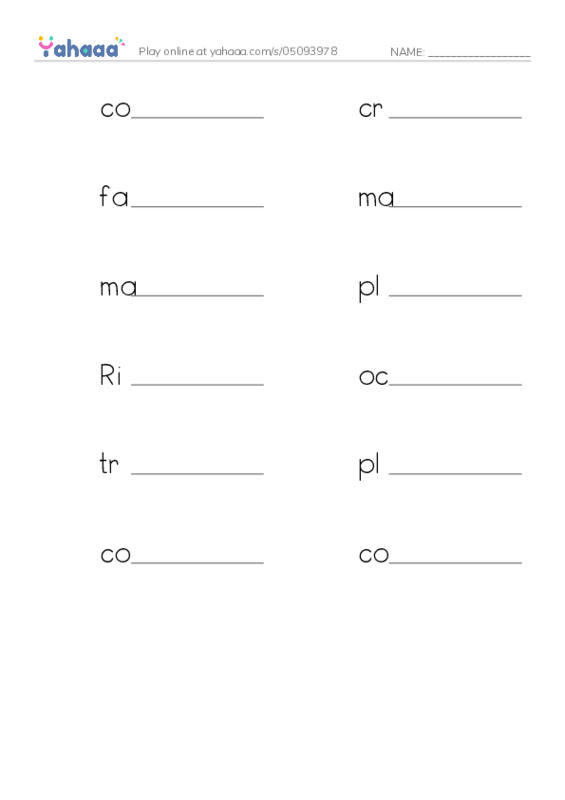 RAZ Vocabulary Y: Plate Tectonics PDF worksheet writing row