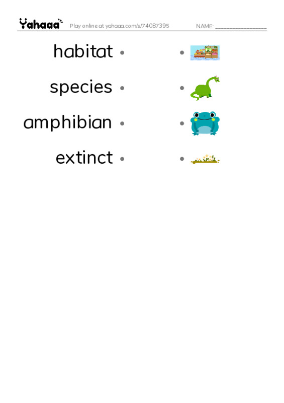 RAZ Vocabulary Y: Prehistoric Giants Other Than Dinosaurs PDF link match words worksheet