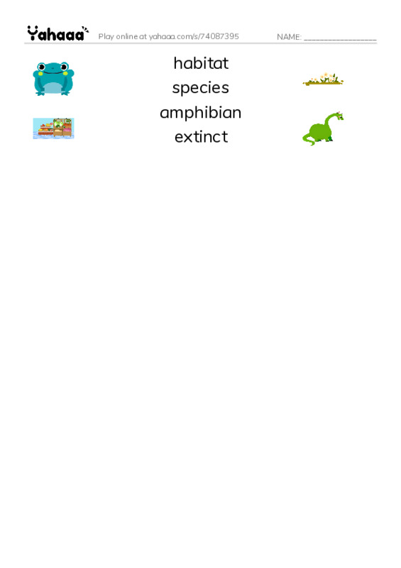 RAZ Vocabulary Y: Prehistoric Giants Other Than Dinosaurs PDF three columns match words