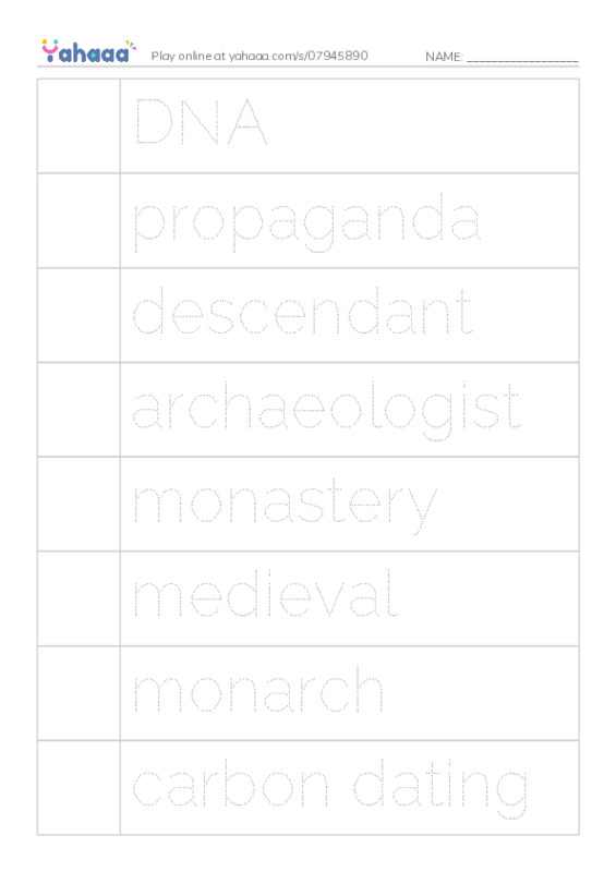 RAZ Vocabulary Y: The Bones of a King PDF one column image words