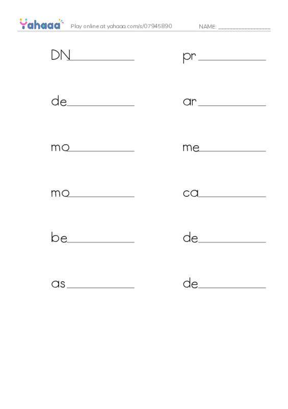 RAZ Vocabulary Y: The Bones of a King PDF worksheet writing row