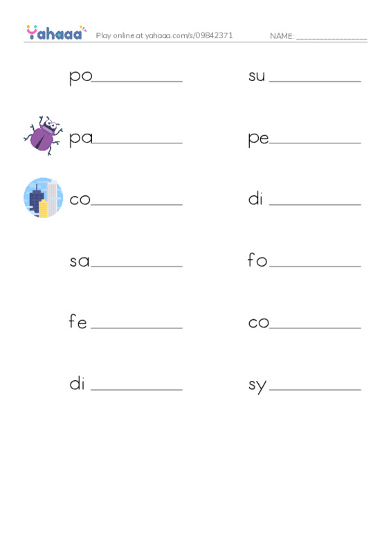 RAZ Vocabulary Y: The Case of the Disappearing Honeybees PDF worksheet writing row