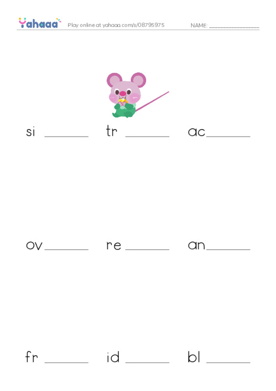 RAZ Vocabulary Y: The Mystery Twin PDF worksheet to fill in words gaps