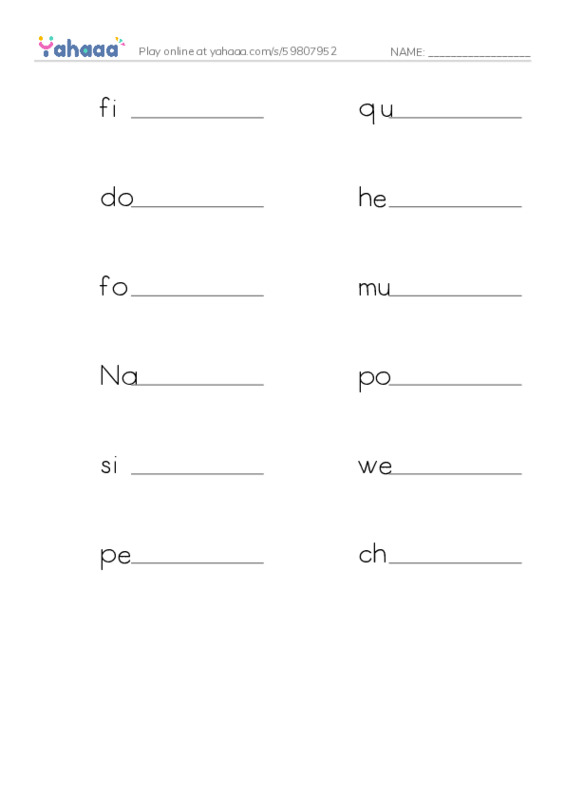 RAZ Vocabulary Y: Two Kettles PDF worksheet writing row