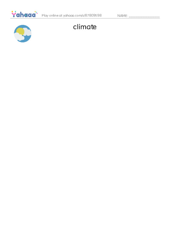 RAZ Vocabulary Y: What Do You Think About Climate Change PDF three columns match words