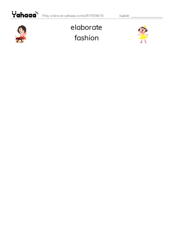 RAZ Vocabulary Y: Wild and Wacky World of Wigs PDF three columns match words