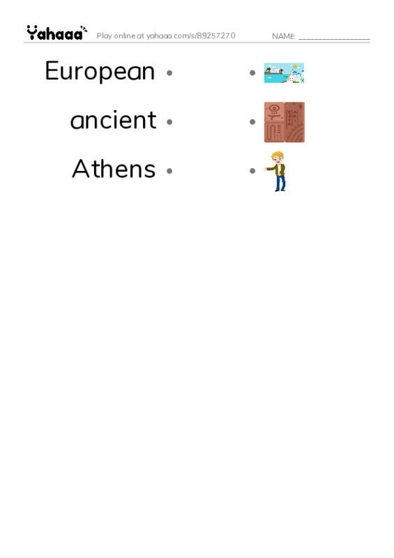 RAZ Vocabulary Z: Acropolis Adventure PDF link match words worksheet
