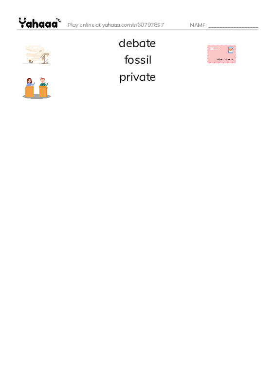 RAZ Vocabulary Z: Dino Duel PDF three columns match words