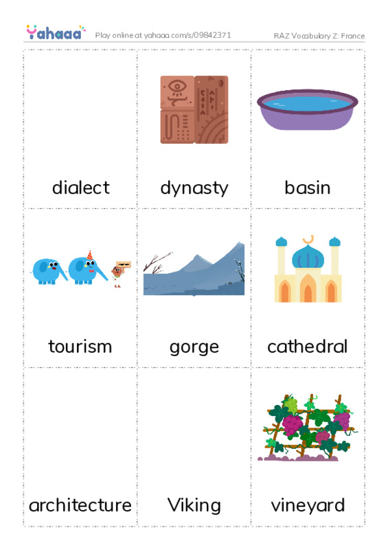 RAZ Vocabulary Z: France PDF flaschards with images