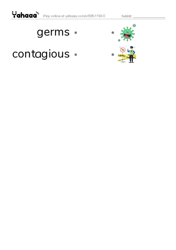 RAZ Vocabulary Z: Influenza PDF link match words worksheet