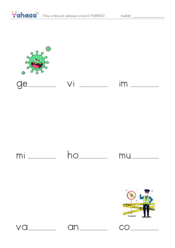 RAZ Vocabulary Z: Influenza PDF worksheet to fill in words gaps