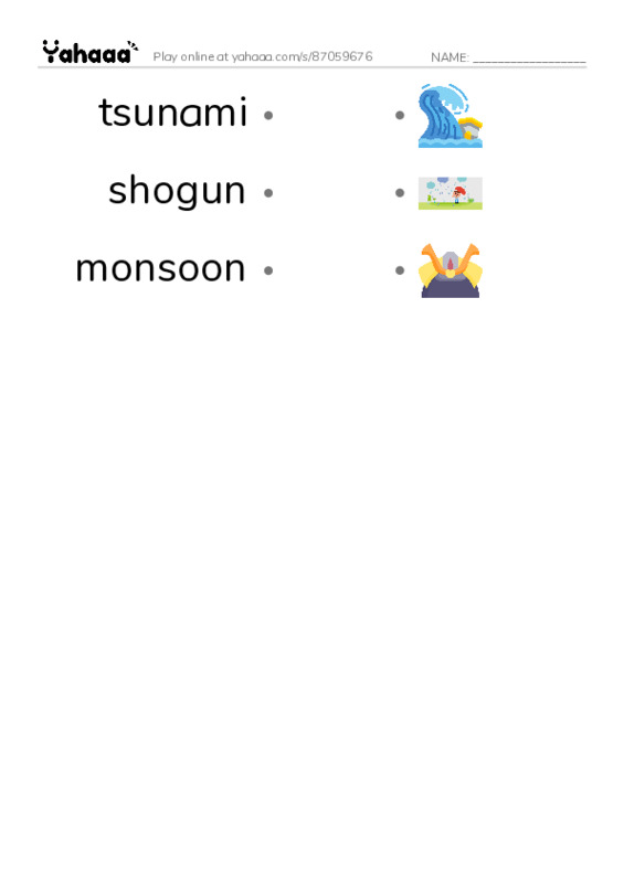 RAZ Vocabulary Z: Japan PDF link match words worksheet