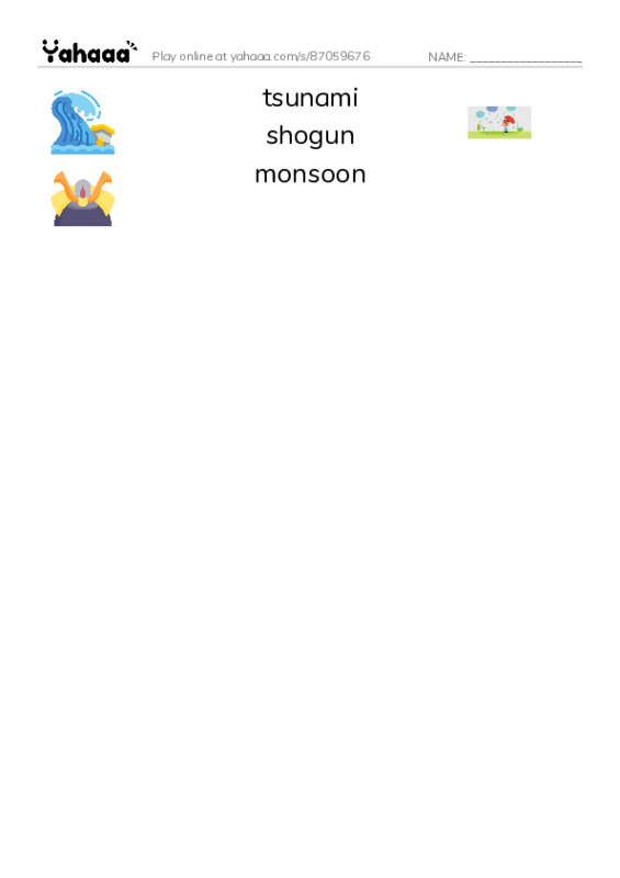 RAZ Vocabulary Z: Japan PDF three columns match words