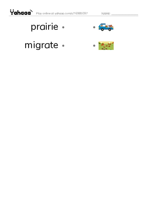 RAZ Vocabulary Z: Native Americans of the Great Plains PDF link match words worksheet