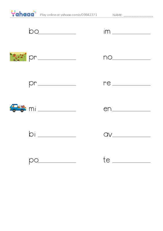 RAZ Vocabulary Z: Native Americans of the Great Plains PDF worksheet writing row