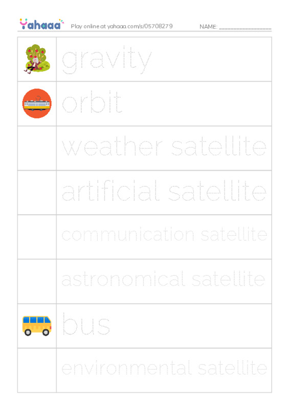RAZ Vocabulary Z: Satellites PDF one column image words