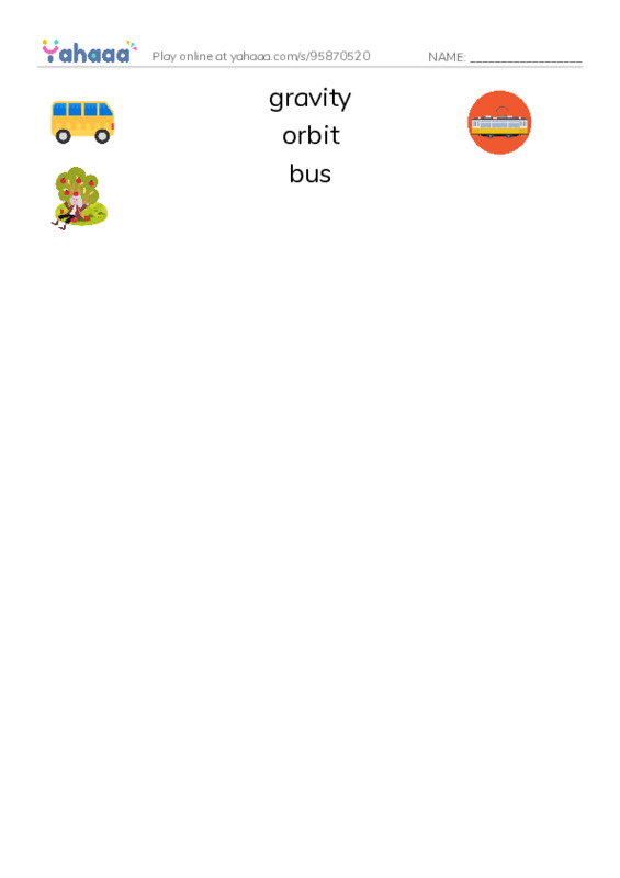 RAZ Vocabulary Z: Satellites PDF three columns match words