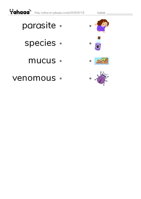 RAZ Vocabulary Z: Symbiotic Wildlife PDF link match words worksheet