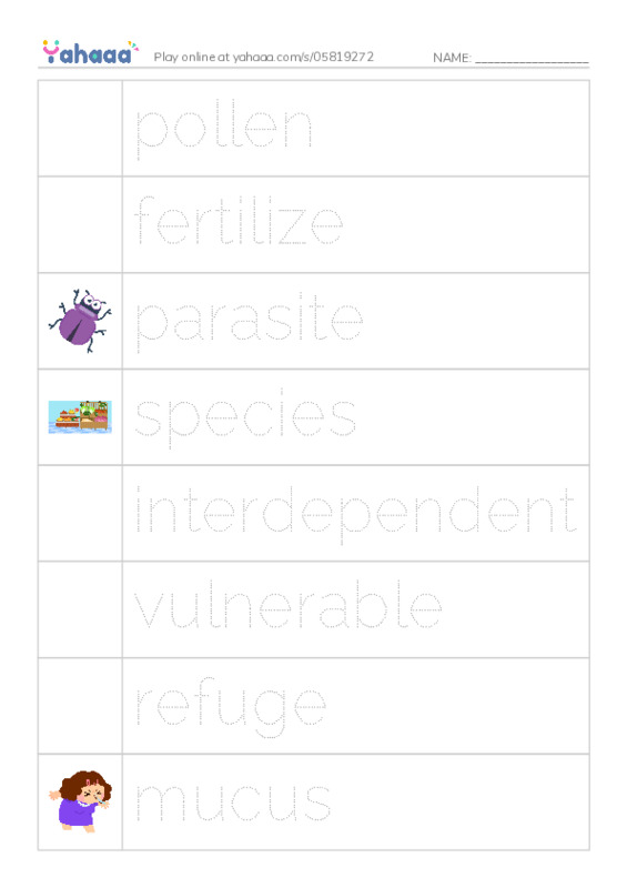 RAZ Vocabulary Z: Symbiotic Wildlife PDF one column image words