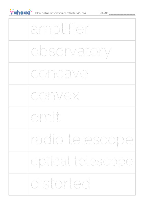RAZ Vocabulary Z: Telescopes Eyes on Space PDF one column image words