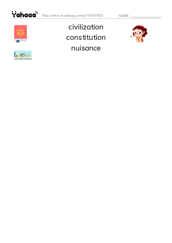 RAZ Vocabulary Z: The Cherokees PDF three columns match words