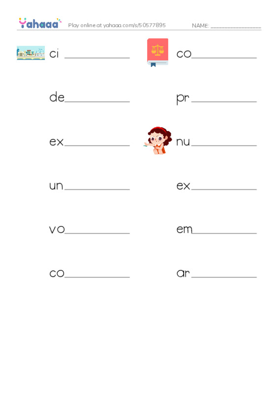 RAZ Vocabulary Z: The Cherokees PDF worksheet writing row